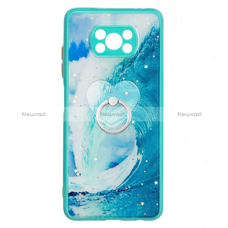 Silicone Candy Rubber Gel Fashionable Pattern Soft Case Cover with Finger Ring Stand Y01X for Xiaomi Poco X3