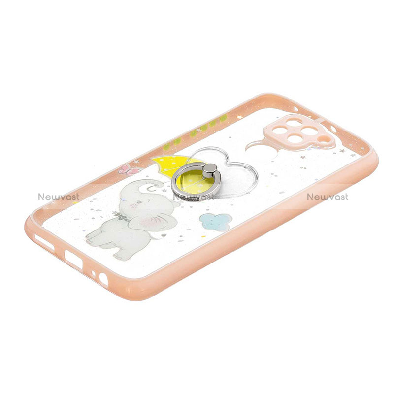 Silicone Candy Rubber Gel Fashionable Pattern Soft Case Cover with Finger Ring Stand Y01X for Xiaomi Redmi 10X 4G