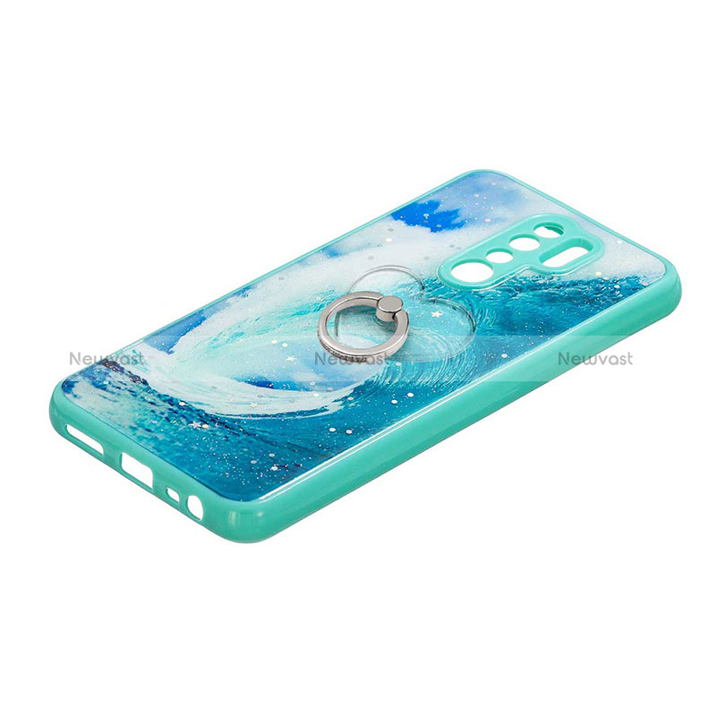 Silicone Candy Rubber Gel Fashionable Pattern Soft Case Cover with Finger Ring Stand Y01X for Xiaomi Redmi 9
