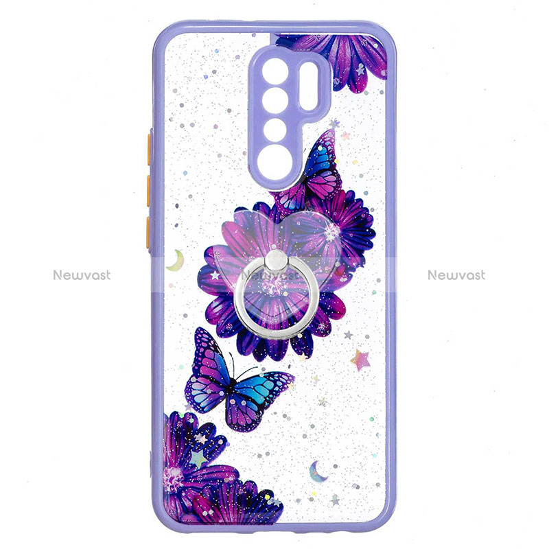 Silicone Candy Rubber Gel Fashionable Pattern Soft Case Cover with Finger Ring Stand Y01X for Xiaomi Redmi 9