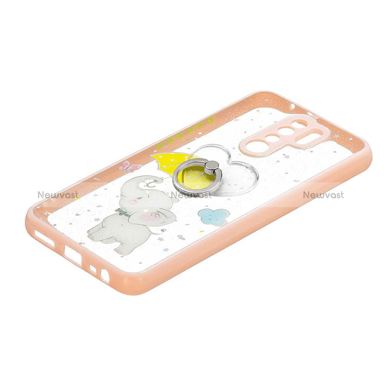 Silicone Candy Rubber Gel Fashionable Pattern Soft Case Cover with Finger Ring Stand Y01X for Xiaomi Redmi 9 Yellow