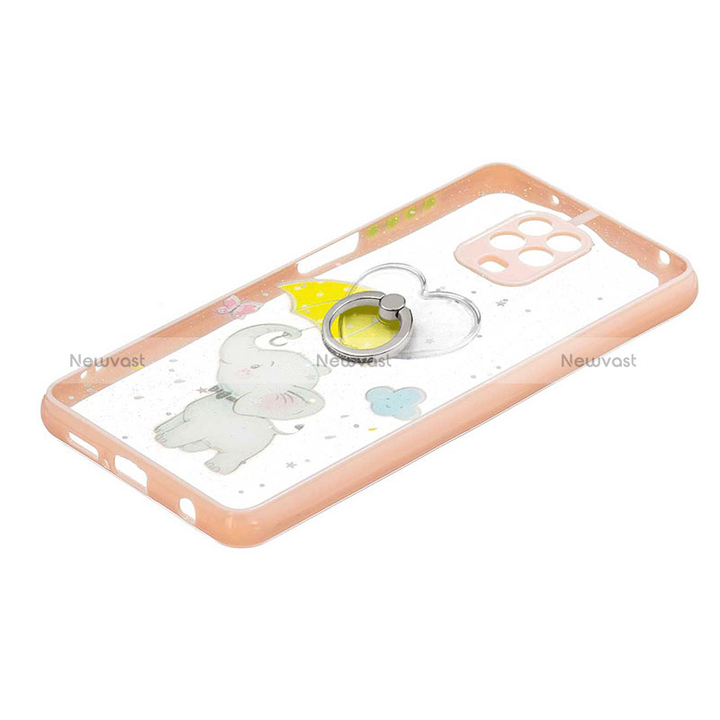 Silicone Candy Rubber Gel Fashionable Pattern Soft Case Cover with Finger Ring Stand Y01X for Xiaomi Redmi Note 9 Pro Yellow