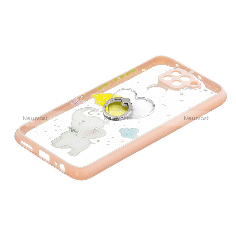 Silicone Candy Rubber Gel Fashionable Pattern Soft Case Cover with Finger Ring Stand Y01X for Xiaomi Redmi Note 9 Yellow