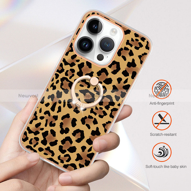 Silicone Candy Rubber Gel Fashionable Pattern Soft Case Cover with Finger Ring Stand Y02B for Apple iPhone 14 Pro