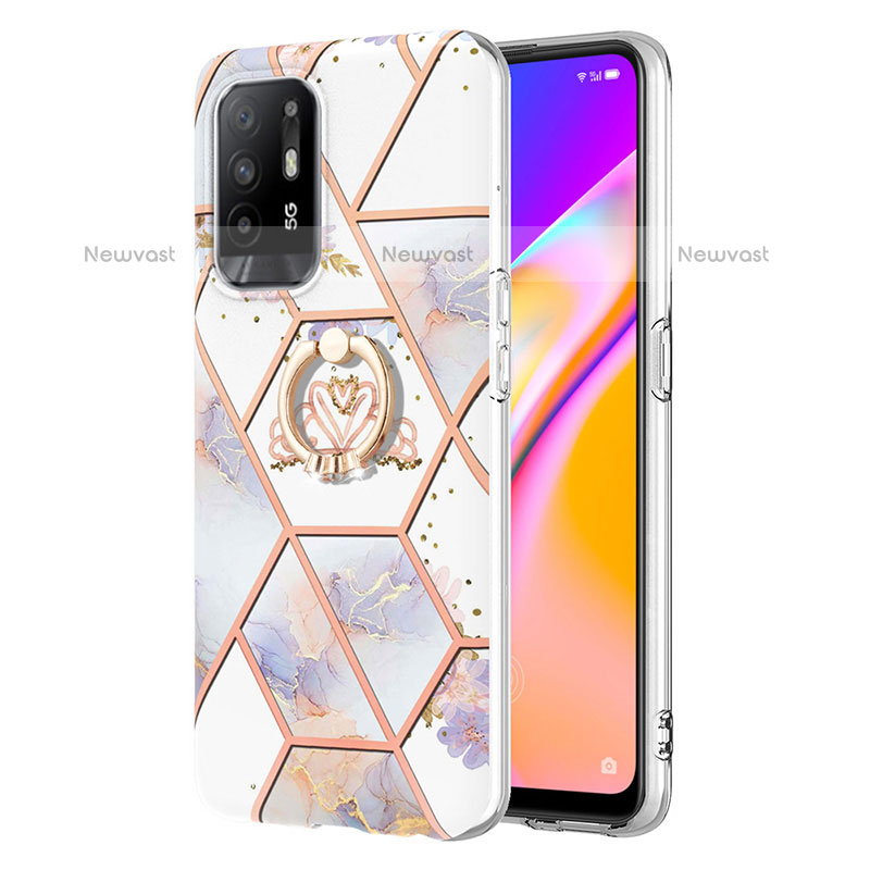Silicone Candy Rubber Gel Fashionable Pattern Soft Case Cover with Finger Ring Stand Y02B for Oppo F19 Pro+ Plus 5G