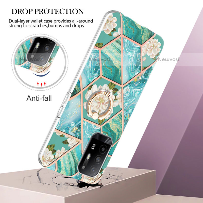 Silicone Candy Rubber Gel Fashionable Pattern Soft Case Cover with Finger Ring Stand Y02B for Oppo F19 Pro+ Plus 5G