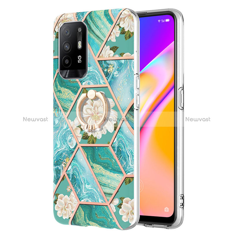 Silicone Candy Rubber Gel Fashionable Pattern Soft Case Cover with Finger Ring Stand Y02B for Oppo Reno5 Z 5G