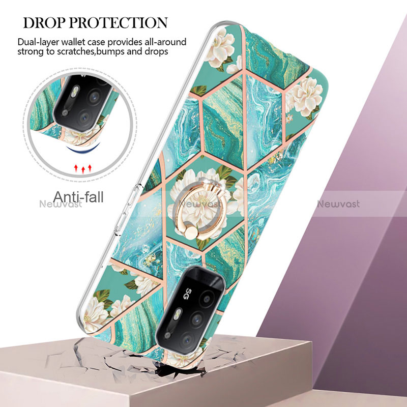 Silicone Candy Rubber Gel Fashionable Pattern Soft Case Cover with Finger Ring Stand Y02B for Oppo Reno5 Z 5G