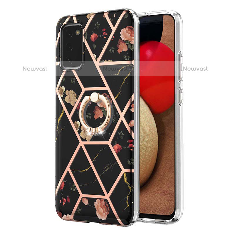 Silicone Candy Rubber Gel Fashionable Pattern Soft Case Cover with Finger Ring Stand Y02B for Samsung Galaxy A02s