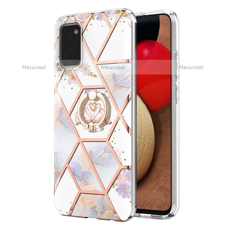 Silicone Candy Rubber Gel Fashionable Pattern Soft Case Cover with Finger Ring Stand Y02B for Samsung Galaxy A02s