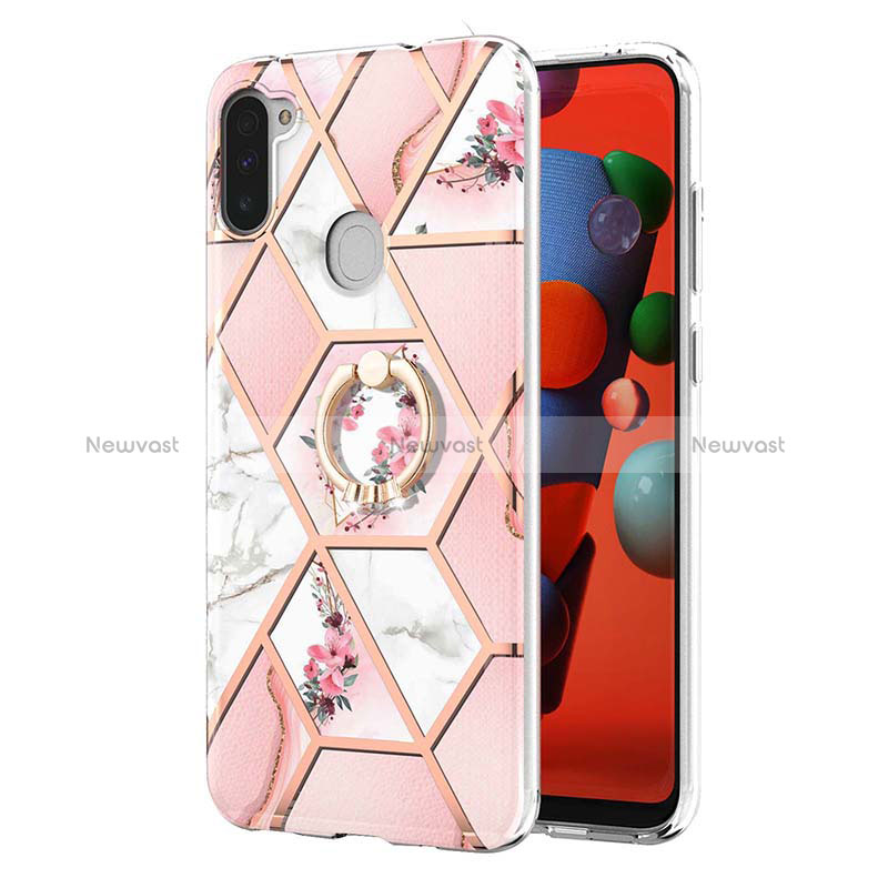 Silicone Candy Rubber Gel Fashionable Pattern Soft Case Cover with Finger Ring Stand Y02B for Samsung Galaxy A11