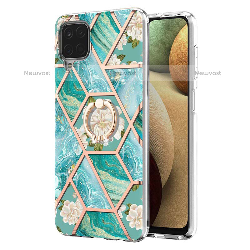 Silicone Candy Rubber Gel Fashionable Pattern Soft Case Cover with Finger Ring Stand Y02B for Samsung Galaxy A12