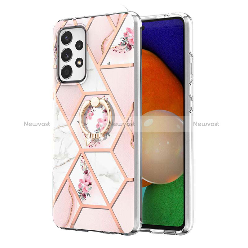 Silicone Candy Rubber Gel Fashionable Pattern Soft Case Cover with Finger Ring Stand Y02B for Samsung Galaxy A23 4G