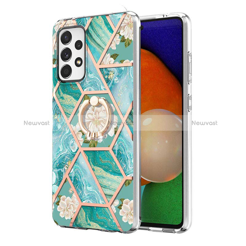 Silicone Candy Rubber Gel Fashionable Pattern Soft Case Cover with Finger Ring Stand Y02B for Samsung Galaxy A23 4G