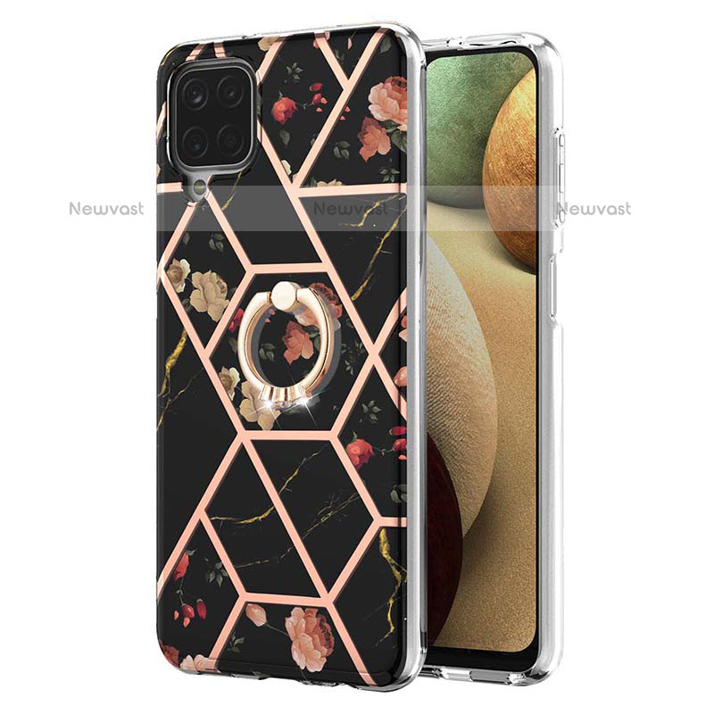 Silicone Candy Rubber Gel Fashionable Pattern Soft Case Cover with Finger Ring Stand Y02B for Samsung Galaxy F12