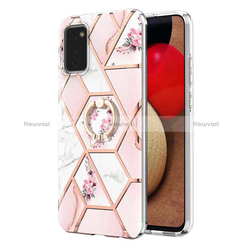 Silicone Candy Rubber Gel Fashionable Pattern Soft Case Cover with Finger Ring Stand Y02B for Samsung Galaxy M02s