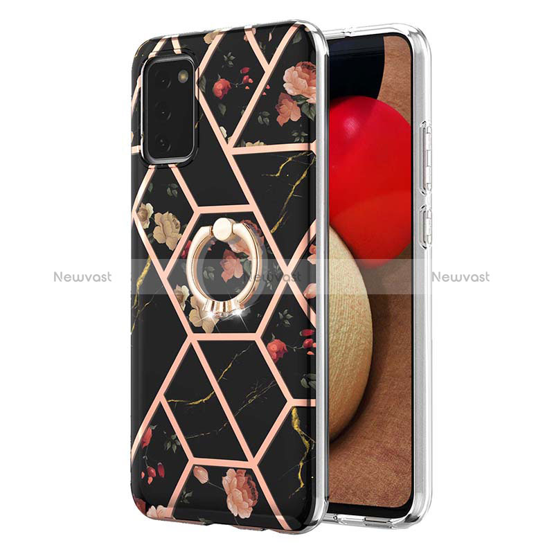 Silicone Candy Rubber Gel Fashionable Pattern Soft Case Cover with Finger Ring Stand Y02B for Samsung Galaxy M02s