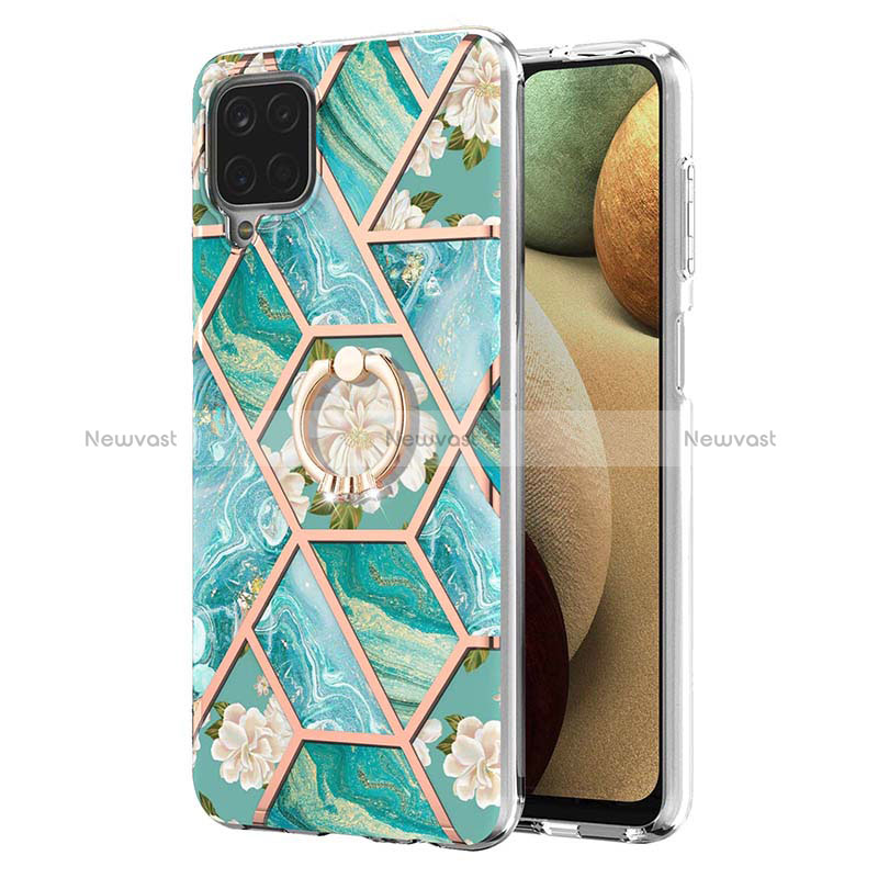 Silicone Candy Rubber Gel Fashionable Pattern Soft Case Cover with Finger Ring Stand Y02B for Samsung Galaxy M12
