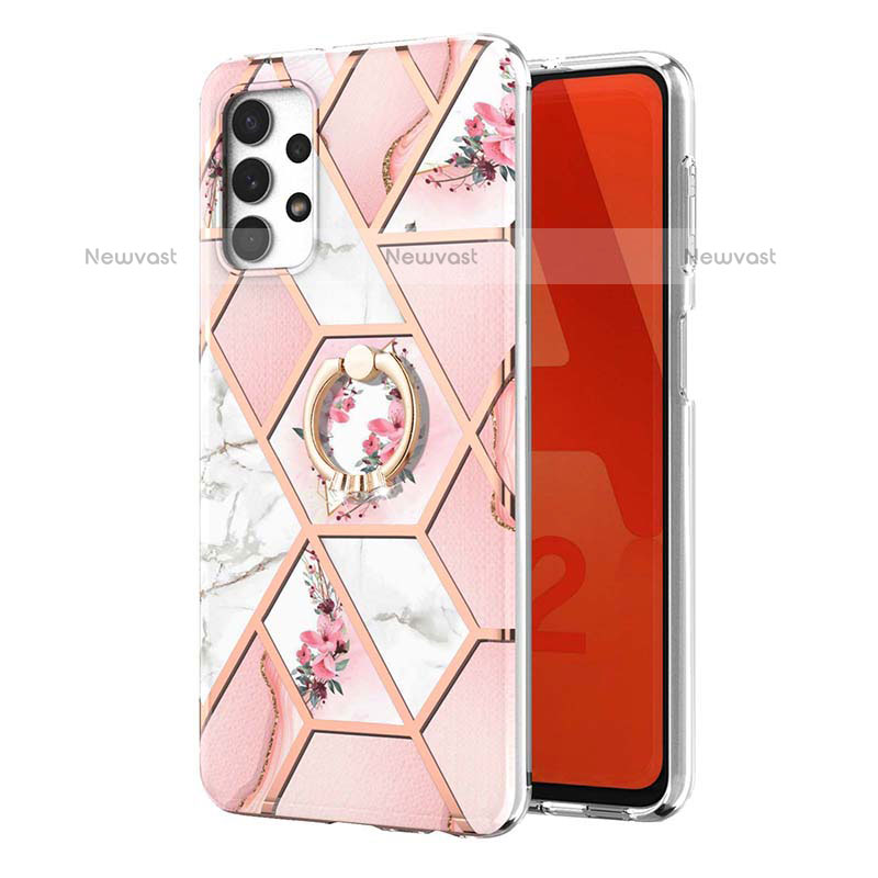 Silicone Candy Rubber Gel Fashionable Pattern Soft Case Cover with Finger Ring Stand Y02B for Samsung Galaxy M32 5G