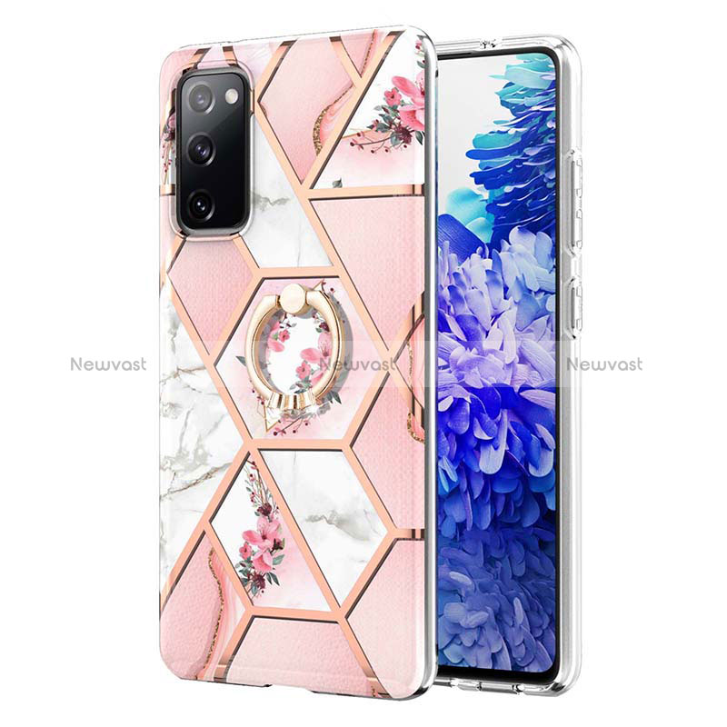 Silicone Candy Rubber Gel Fashionable Pattern Soft Case Cover with Finger Ring Stand Y02B for Samsung Galaxy S20 FE (2022) 5G
