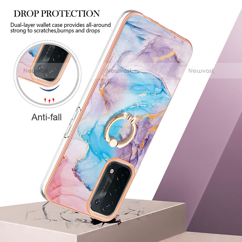 Silicone Candy Rubber Gel Fashionable Pattern Soft Case Cover with Finger Ring Stand Y03B for OnePlus Nord N200 5G