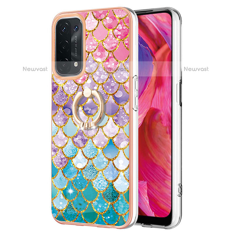 Silicone Candy Rubber Gel Fashionable Pattern Soft Case Cover with Finger Ring Stand Y03B for OnePlus Nord N200 5G Colorful