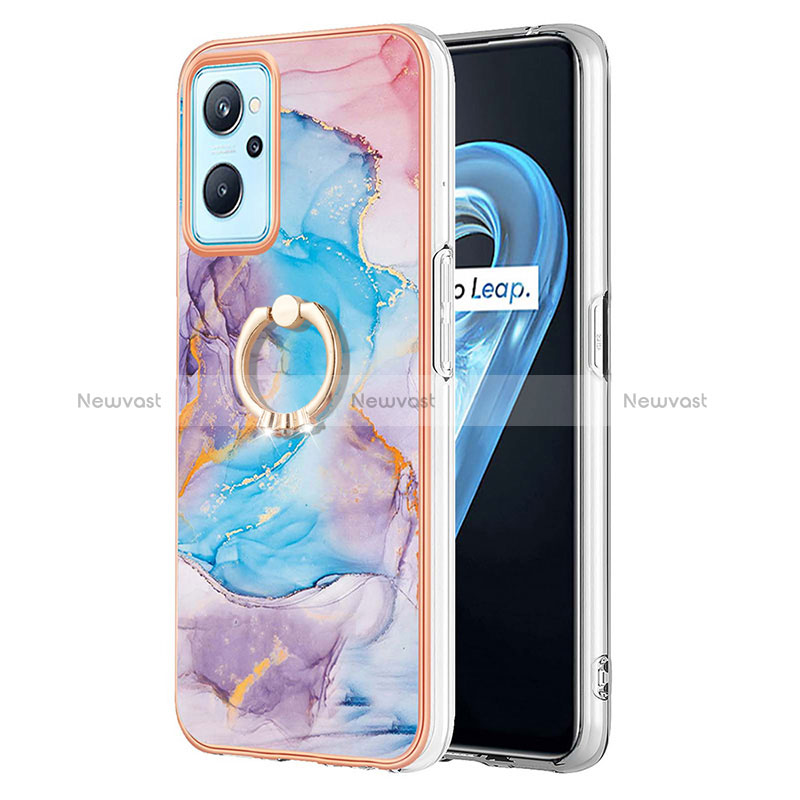 Silicone Candy Rubber Gel Fashionable Pattern Soft Case Cover with Finger Ring Stand Y03B for Oppo A96 4G
