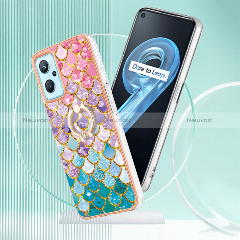 Silicone Candy Rubber Gel Fashionable Pattern Soft Case Cover with Finger Ring Stand Y03B for Oppo A96 4G