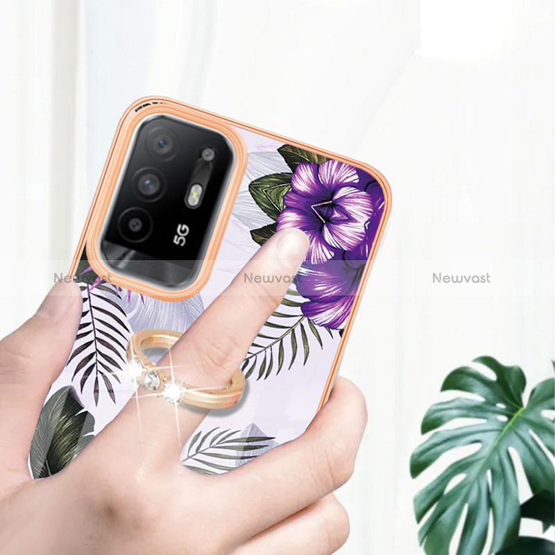 Silicone Candy Rubber Gel Fashionable Pattern Soft Case Cover with Finger Ring Stand Y03B for Oppo Reno5 Z 5G