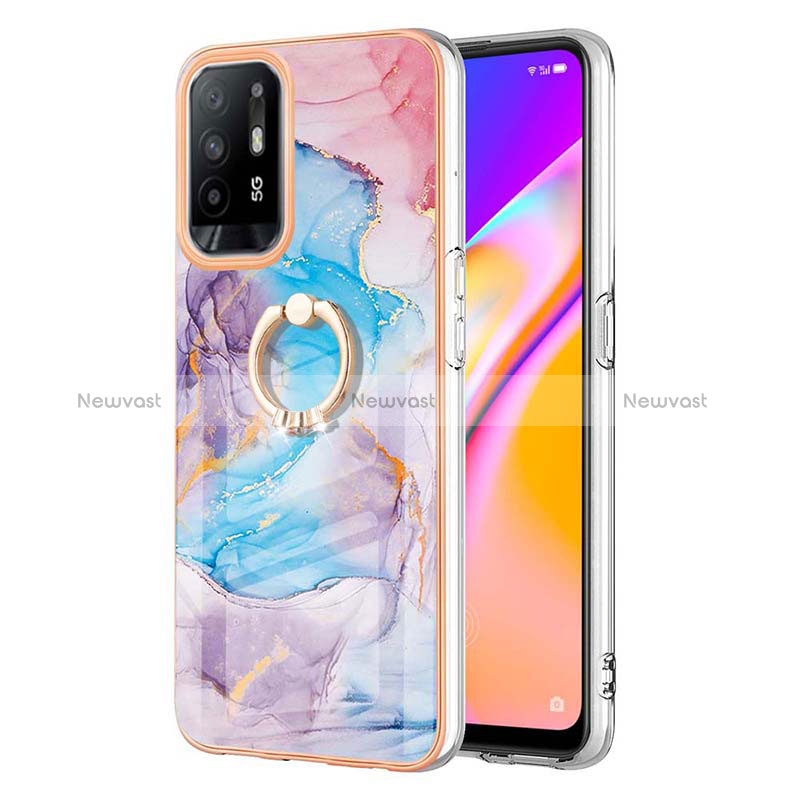 Silicone Candy Rubber Gel Fashionable Pattern Soft Case Cover with Finger Ring Stand Y03B for Oppo Reno5 Z 5G