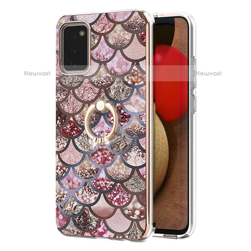 Silicone Candy Rubber Gel Fashionable Pattern Soft Case Cover with Finger Ring Stand Y03B for Samsung Galaxy A02s