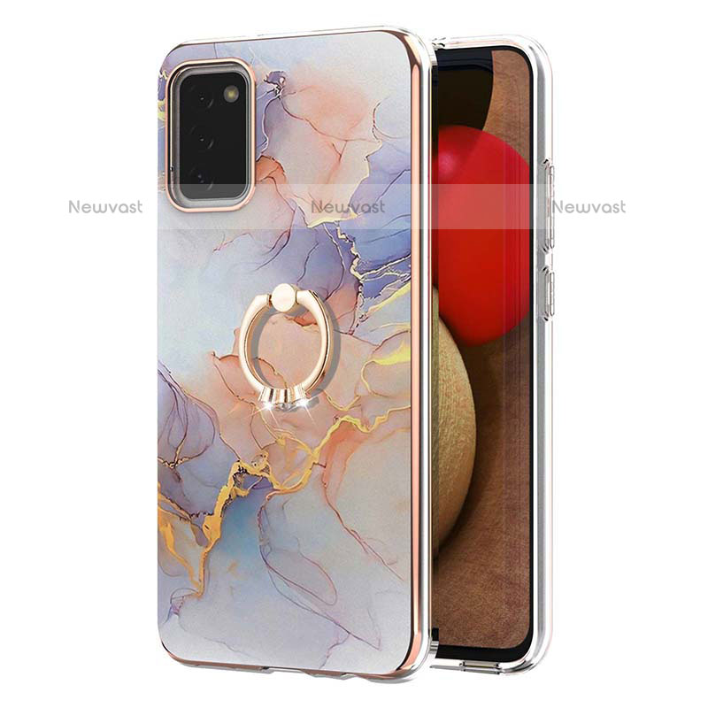 Silicone Candy Rubber Gel Fashionable Pattern Soft Case Cover with Finger Ring Stand Y03B for Samsung Galaxy A02s