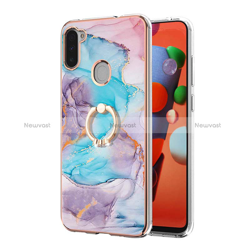 Silicone Candy Rubber Gel Fashionable Pattern Soft Case Cover with Finger Ring Stand Y03B for Samsung Galaxy A11