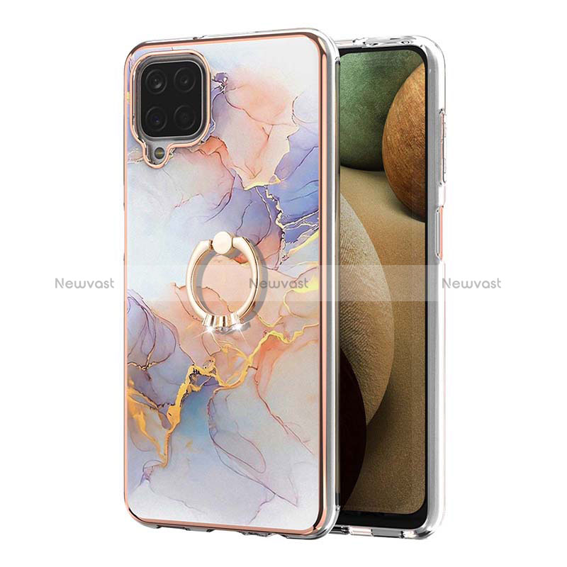 Silicone Candy Rubber Gel Fashionable Pattern Soft Case Cover with Finger Ring Stand Y03B for Samsung Galaxy A12 5G