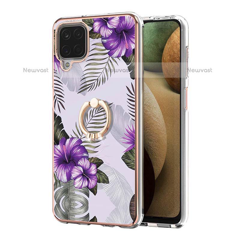 Silicone Candy Rubber Gel Fashionable Pattern Soft Case Cover with Finger Ring Stand Y03B for Samsung Galaxy A12