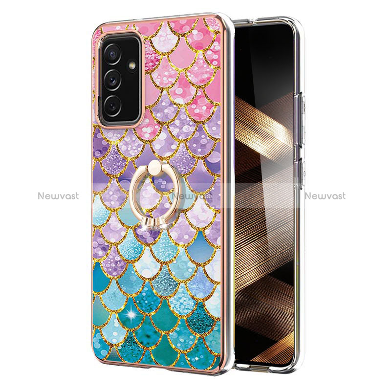 Silicone Candy Rubber Gel Fashionable Pattern Soft Case Cover with Finger Ring Stand Y03B for Samsung Galaxy A15 5G