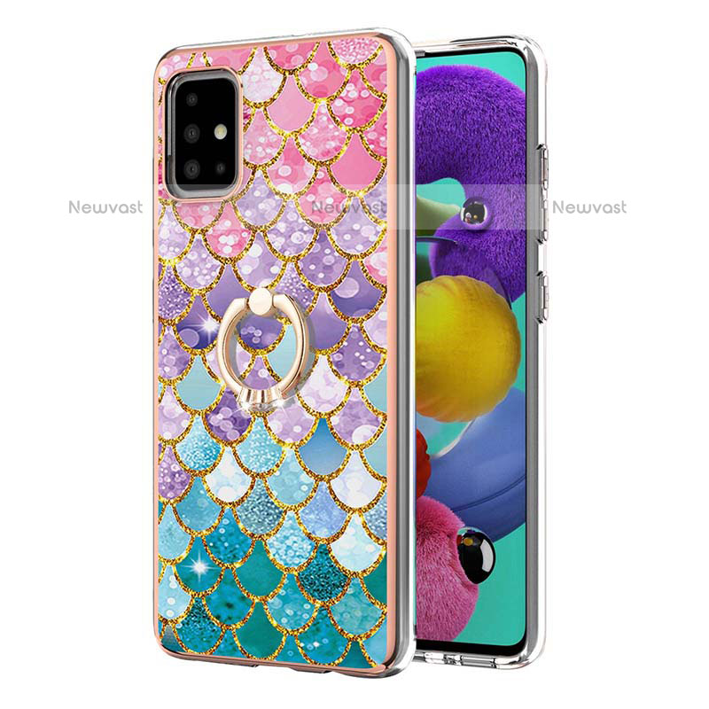 Silicone Candy Rubber Gel Fashionable Pattern Soft Case Cover with Finger Ring Stand Y03B for Samsung Galaxy A51 4G