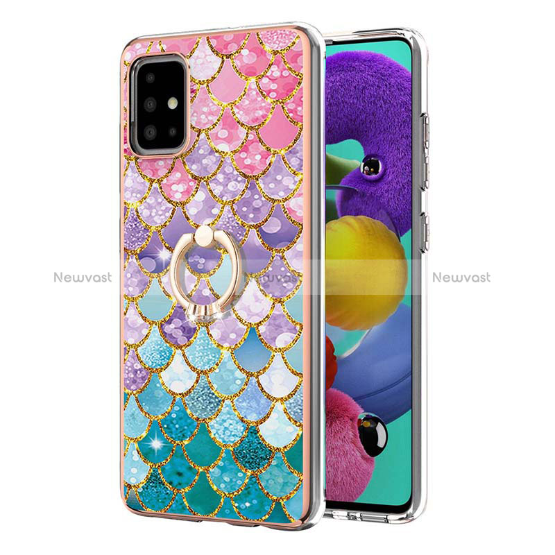 Silicone Candy Rubber Gel Fashionable Pattern Soft Case Cover with Finger Ring Stand Y03B for Samsung Galaxy A51 5G