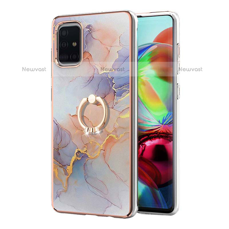 Silicone Candy Rubber Gel Fashionable Pattern Soft Case Cover with Finger Ring Stand Y03B for Samsung Galaxy A71 4G A715