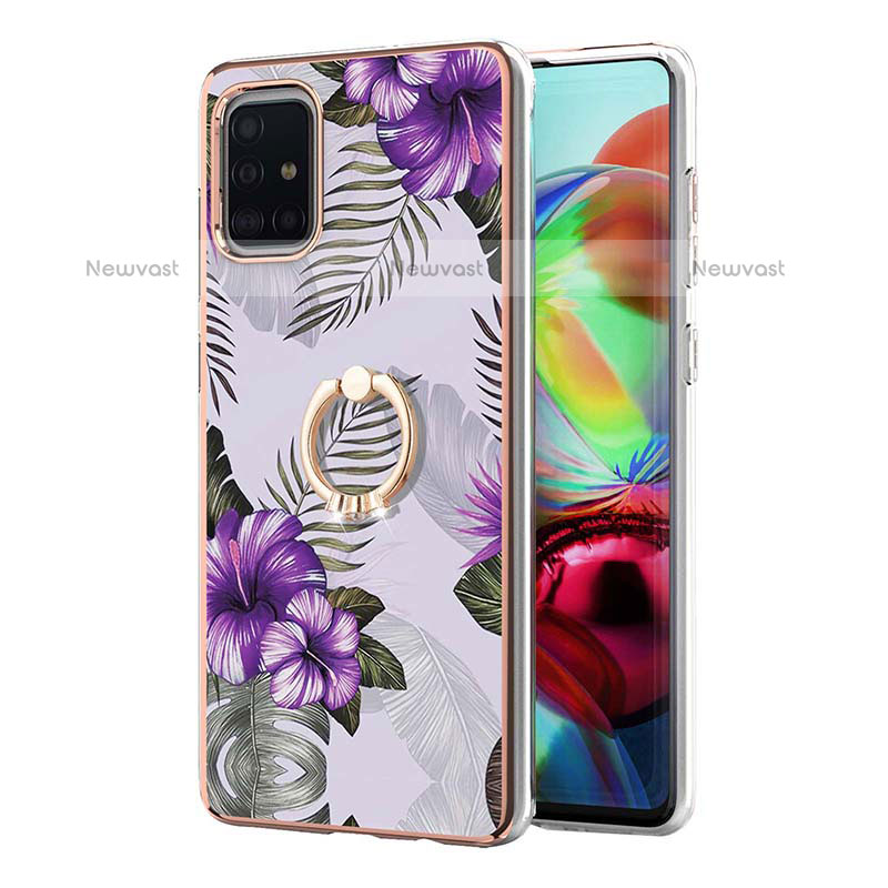 Silicone Candy Rubber Gel Fashionable Pattern Soft Case Cover with Finger Ring Stand Y03B for Samsung Galaxy A71 4G A715