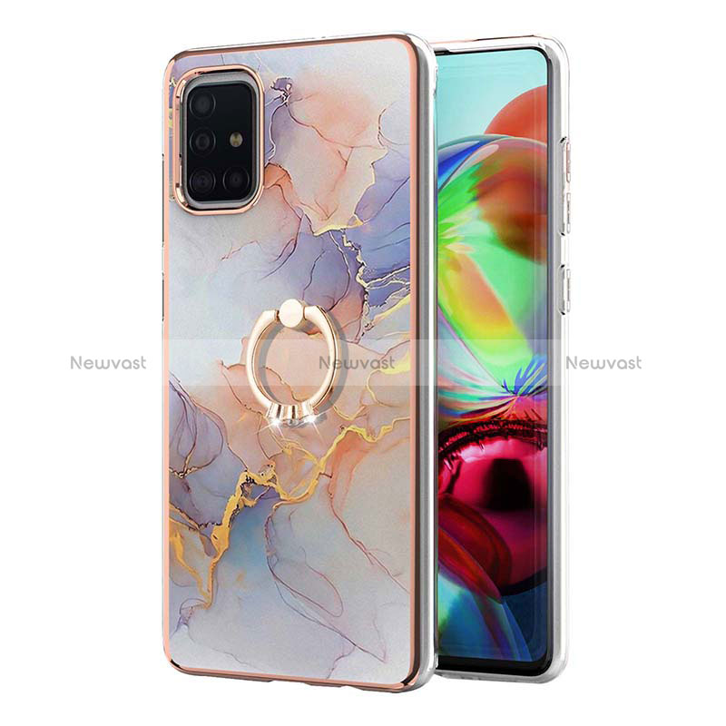 Silicone Candy Rubber Gel Fashionable Pattern Soft Case Cover with Finger Ring Stand Y03B for Samsung Galaxy A71 5G