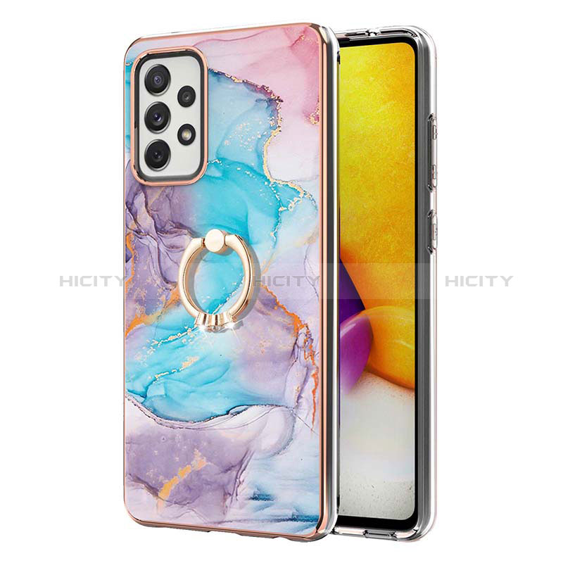 Silicone Candy Rubber Gel Fashionable Pattern Soft Case Cover with Finger Ring Stand Y03B for Samsung Galaxy A72 5G
