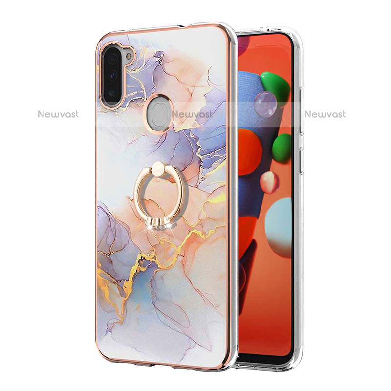 Silicone Candy Rubber Gel Fashionable Pattern Soft Case Cover with Finger Ring Stand Y03B for Samsung Galaxy M11
