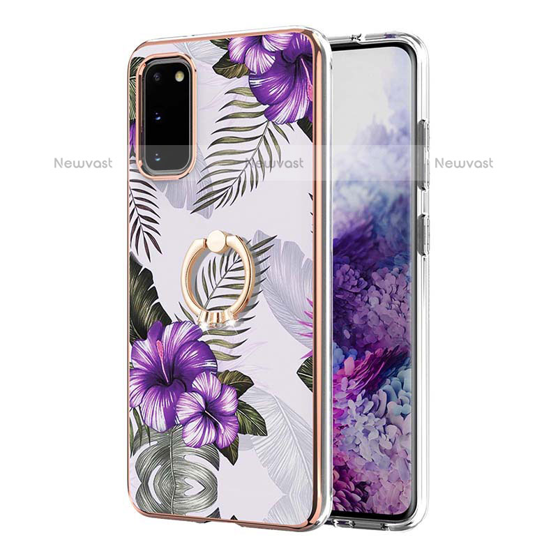 Silicone Candy Rubber Gel Fashionable Pattern Soft Case Cover with Finger Ring Stand Y03B for Samsung Galaxy S20 5G
