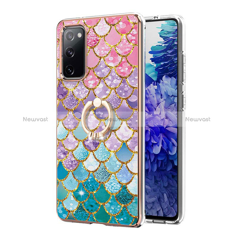 Silicone Candy Rubber Gel Fashionable Pattern Soft Case Cover with Finger Ring Stand Y03B for Samsung Galaxy S20 FE 4G
