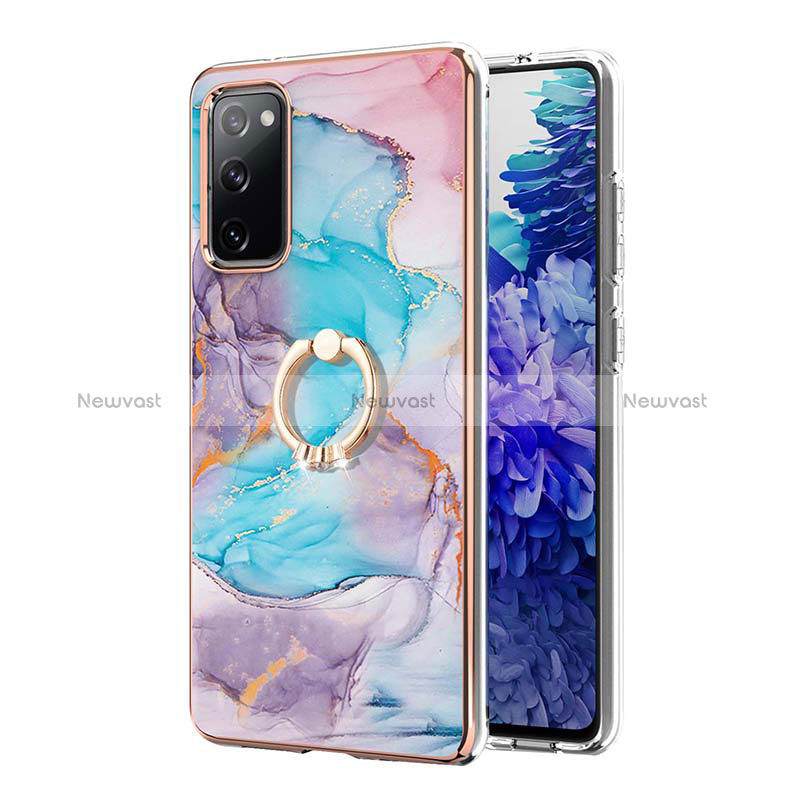 Silicone Candy Rubber Gel Fashionable Pattern Soft Case Cover with Finger Ring Stand Y03B for Samsung Galaxy S20 Lite 5G