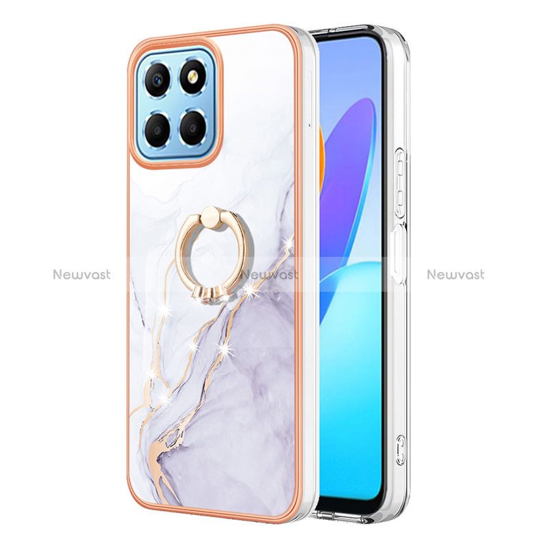 Silicone Candy Rubber Gel Fashionable Pattern Soft Case Cover with Finger Ring Stand Y05B for Huawei Honor X8a 5G