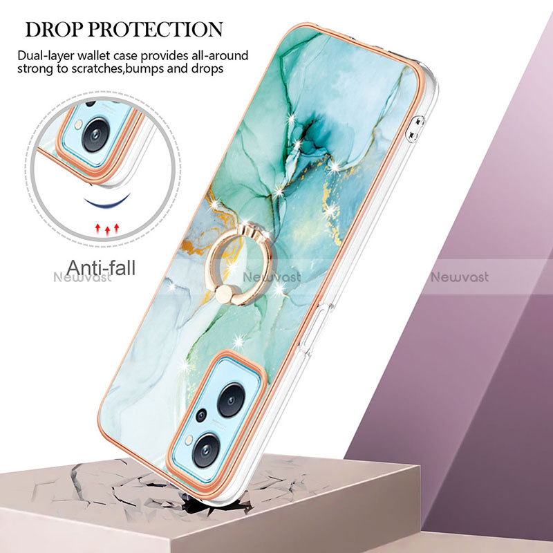 Silicone Candy Rubber Gel Fashionable Pattern Soft Case Cover with Finger Ring Stand Y05B for Oppo A96 4G