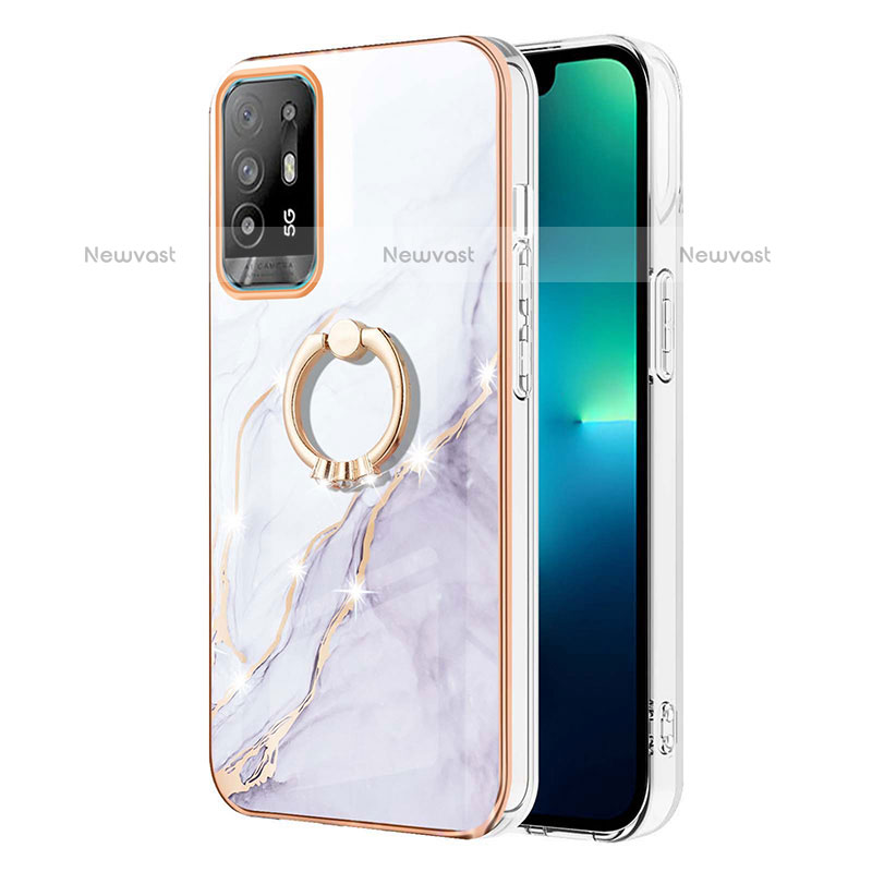 Silicone Candy Rubber Gel Fashionable Pattern Soft Case Cover with Finger Ring Stand Y05B for Oppo F19 Pro+ Plus 5G