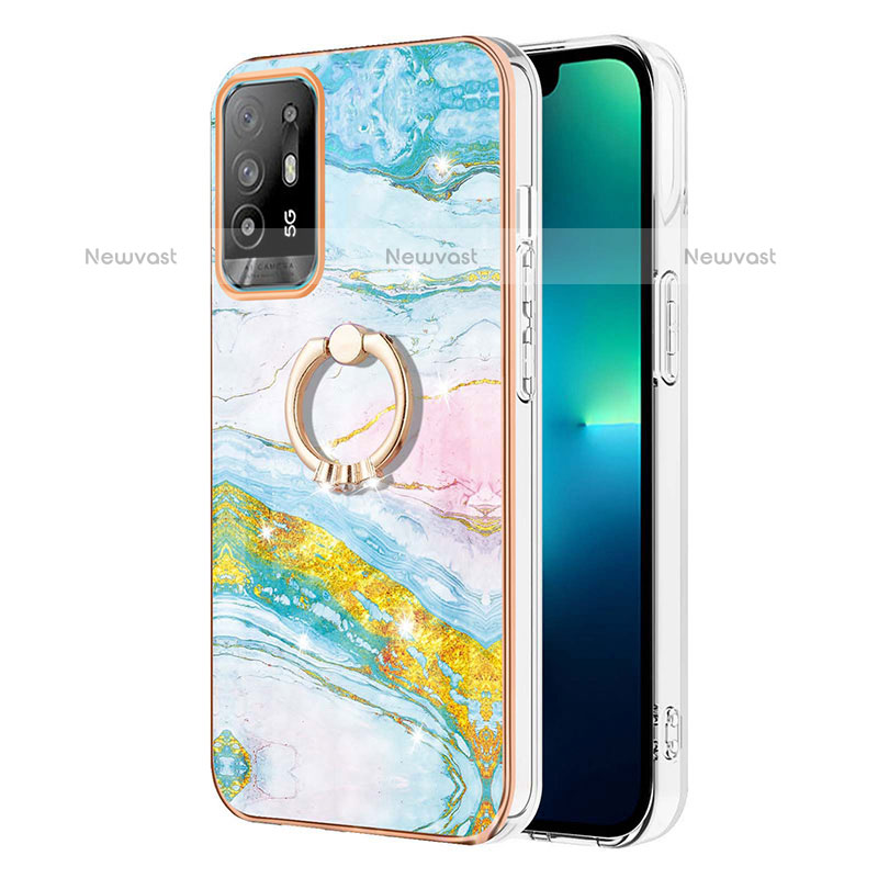 Silicone Candy Rubber Gel Fashionable Pattern Soft Case Cover with Finger Ring Stand Y05B for Oppo F19 Pro+ Plus 5G